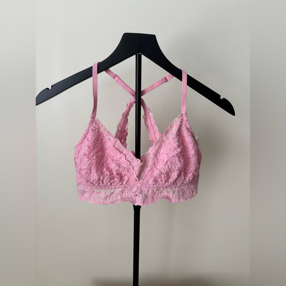 Aerie Light Pink Lace Halterback Bra Top – Cotton Blend